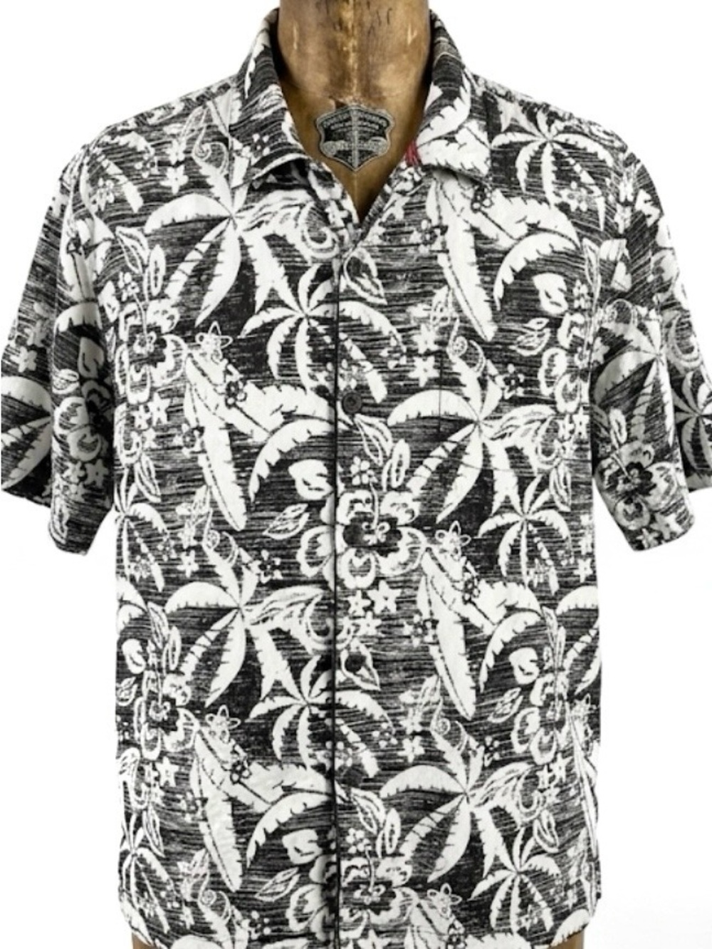 Tommy Bahama Linen Camp Nova Wave Nero Palms Shirt Top Hawaiian Floral